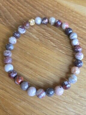 Mexican Crazy Lace Agate Beaded Stretch Bracelet | Handmade